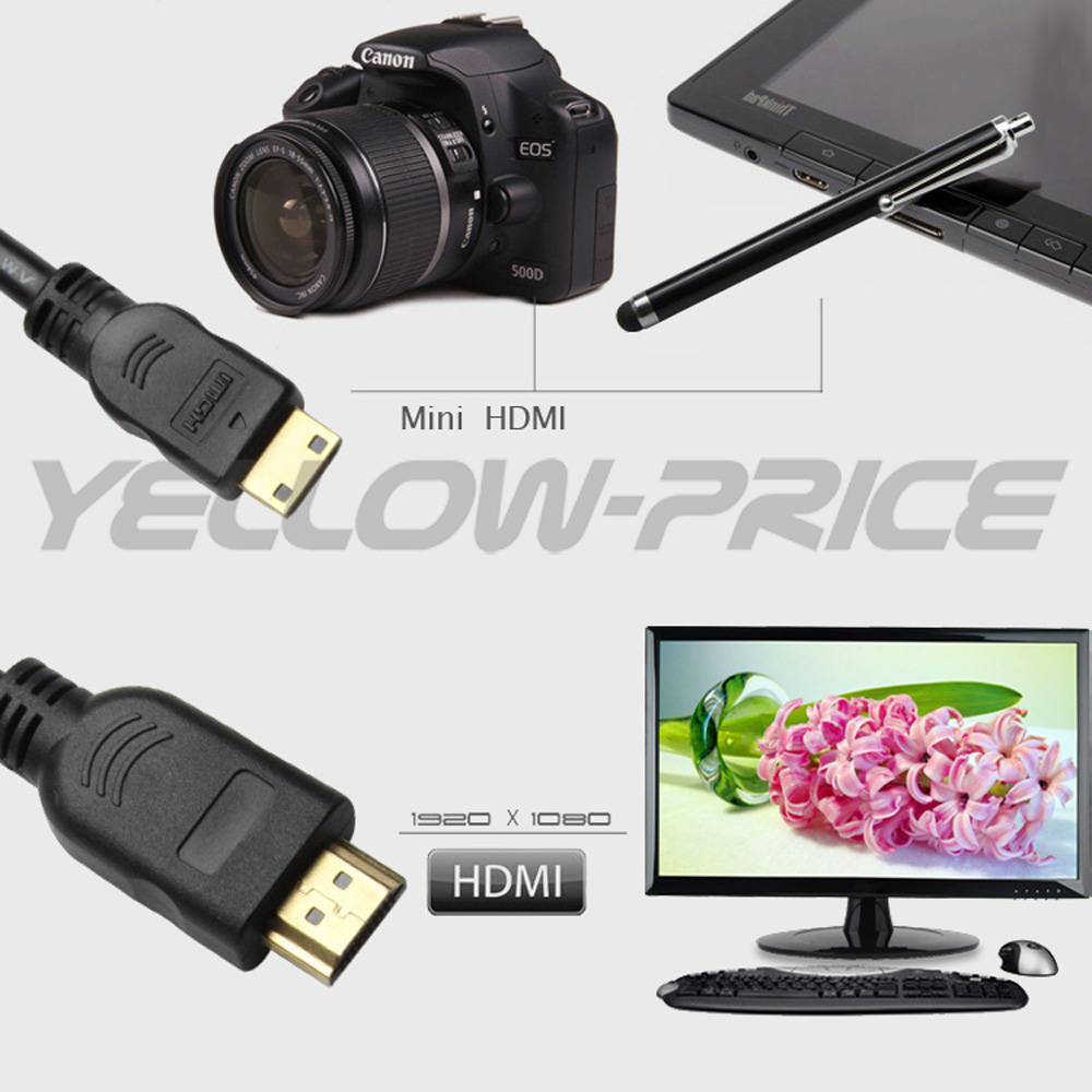 HDMI to Mini HDMI Type C Video Cable+USB 2.0 A To Mini 5 Pin B Charger