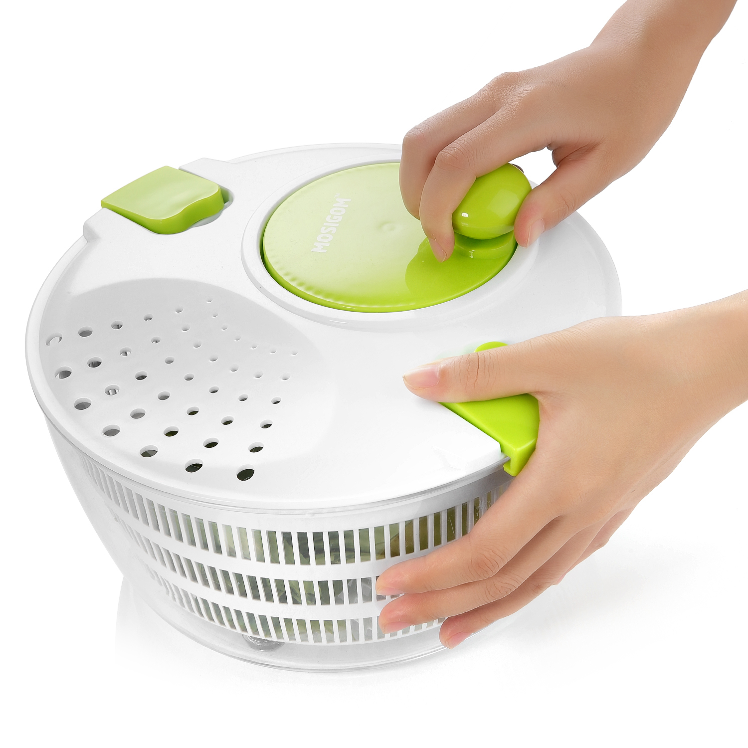 Easy Spin Large Salad Spinner with Stainless Steel Serving Bowl and