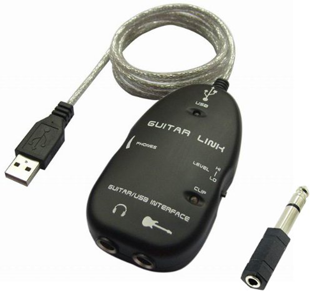 Guitar to USB Interface Link Audio Cable+6.5mm Male Stereo Headphone