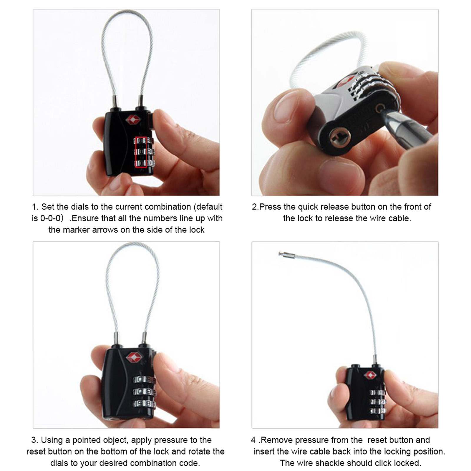 TSAApproved Combination Luggage Lock With Steel Cable,Luggage Locks for Travel eBay