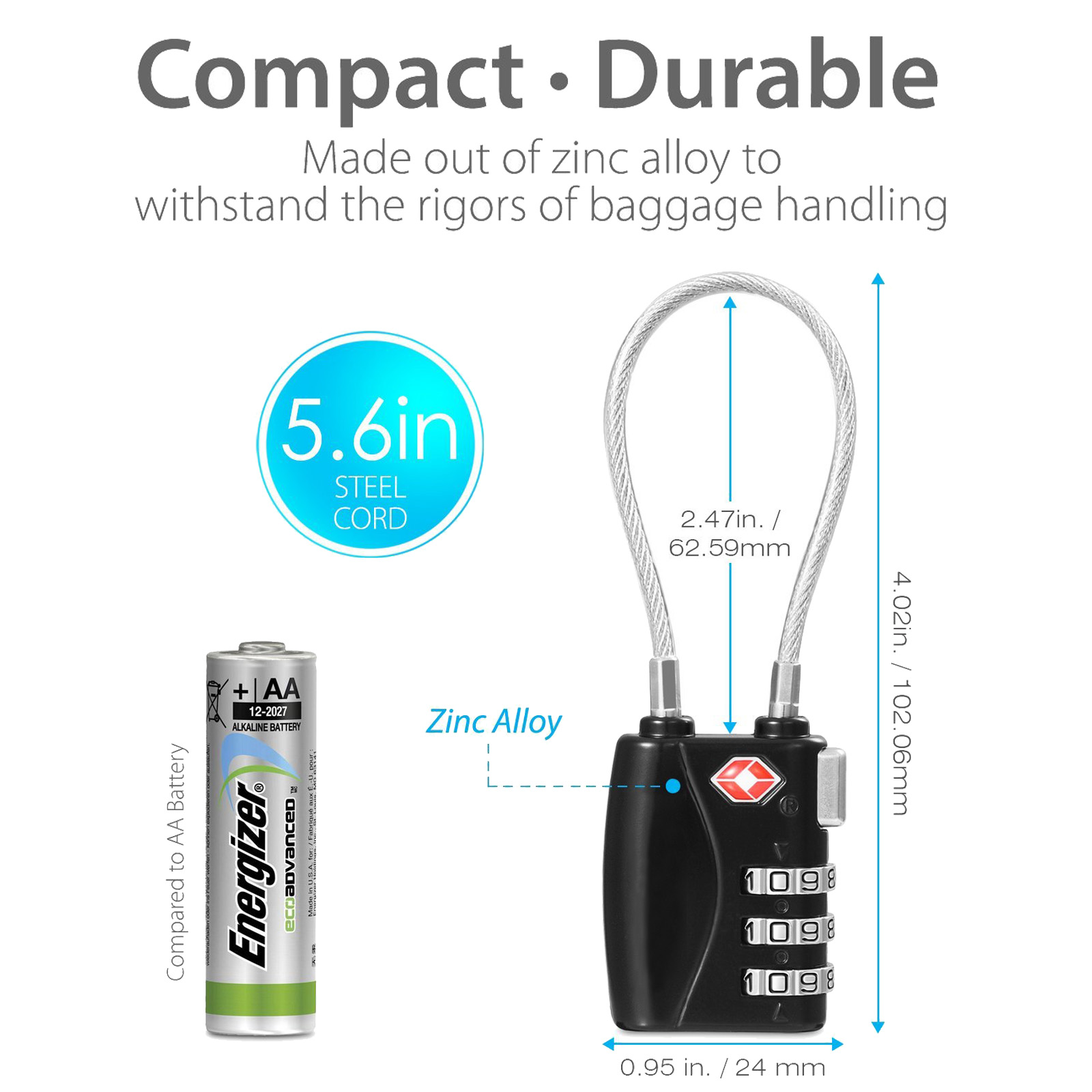 Compact and durable TSA lock