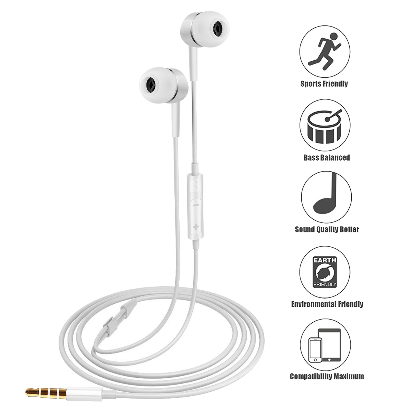 2pcs For Samsung Handsfree Wired Headphones Earphones Earbud with Mic