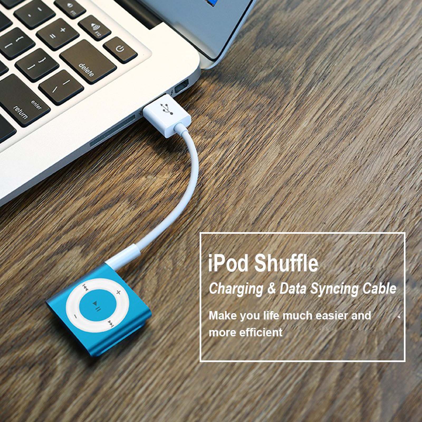 Apple iPod Shuffle 3rd 4th 5 6 7 White USB 2.0 Data Sync Charger ...
