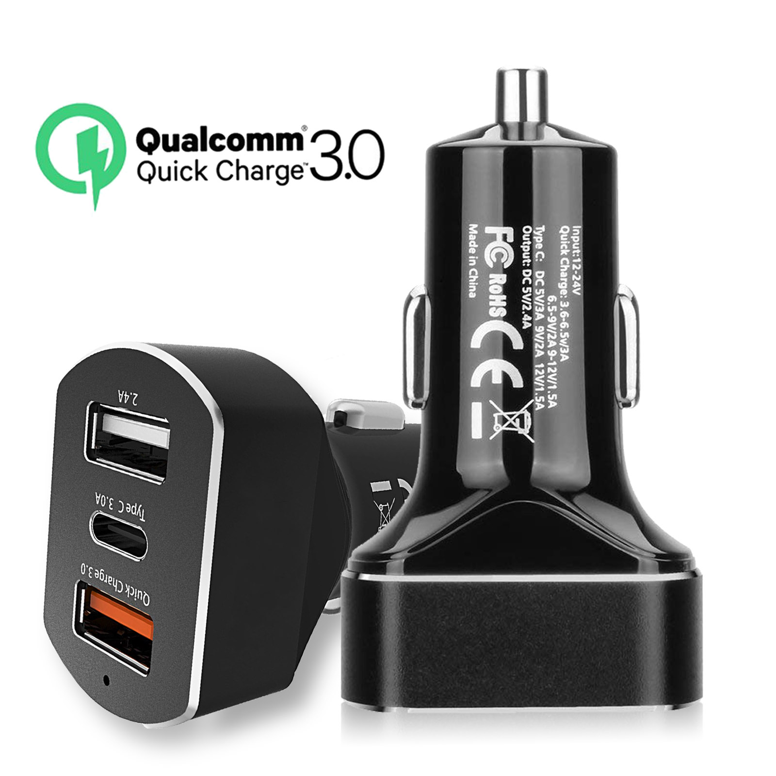 Car Charger for iPhone 15/Pro/Max/Plus - 36W 3-Port USB 4.8A Type-C Cable  6ft Power for iPhone 15/Pro/Max/Plus 
