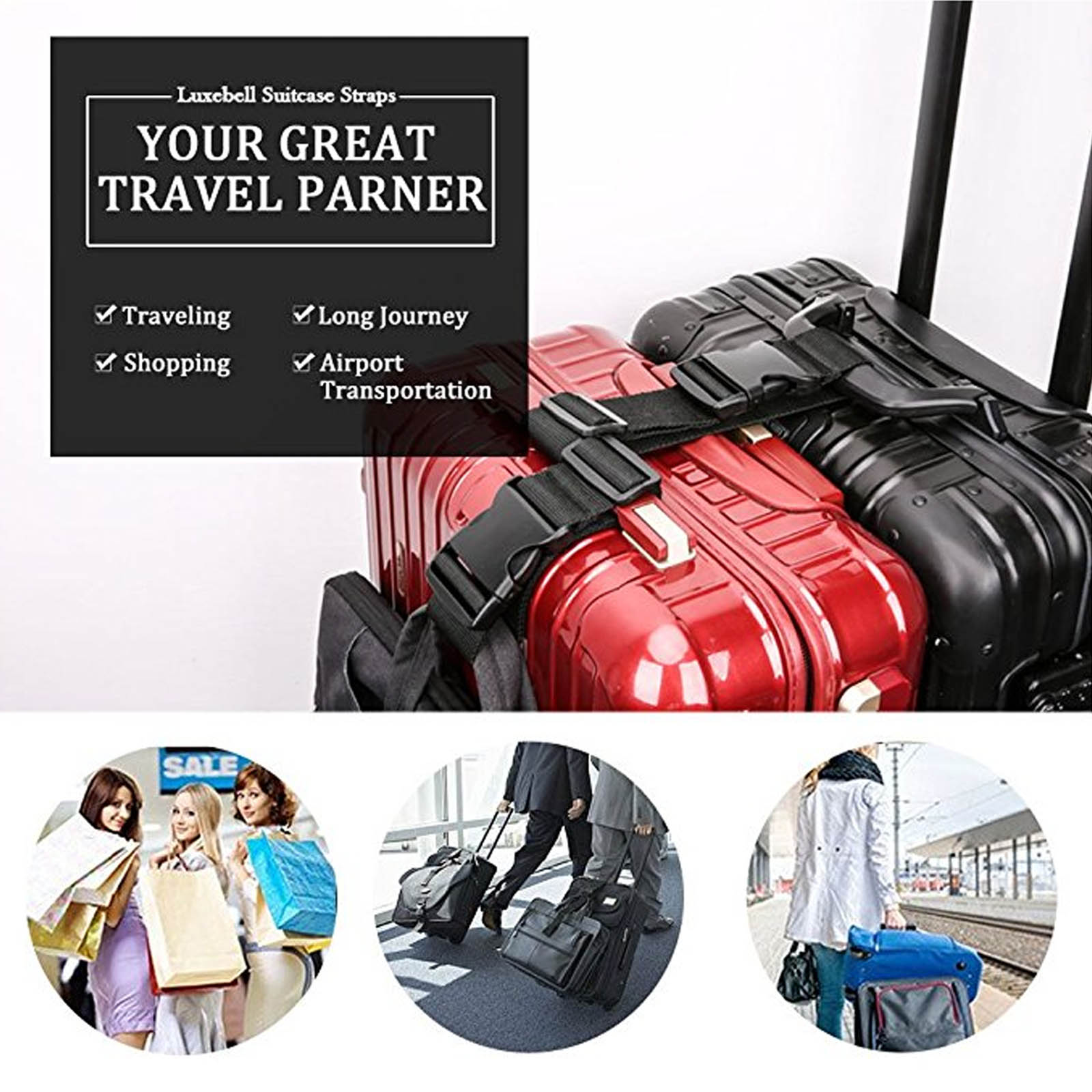 Add-A-Bag Luggage Strap Adjustable Suitcase Straps Belt Travel ...