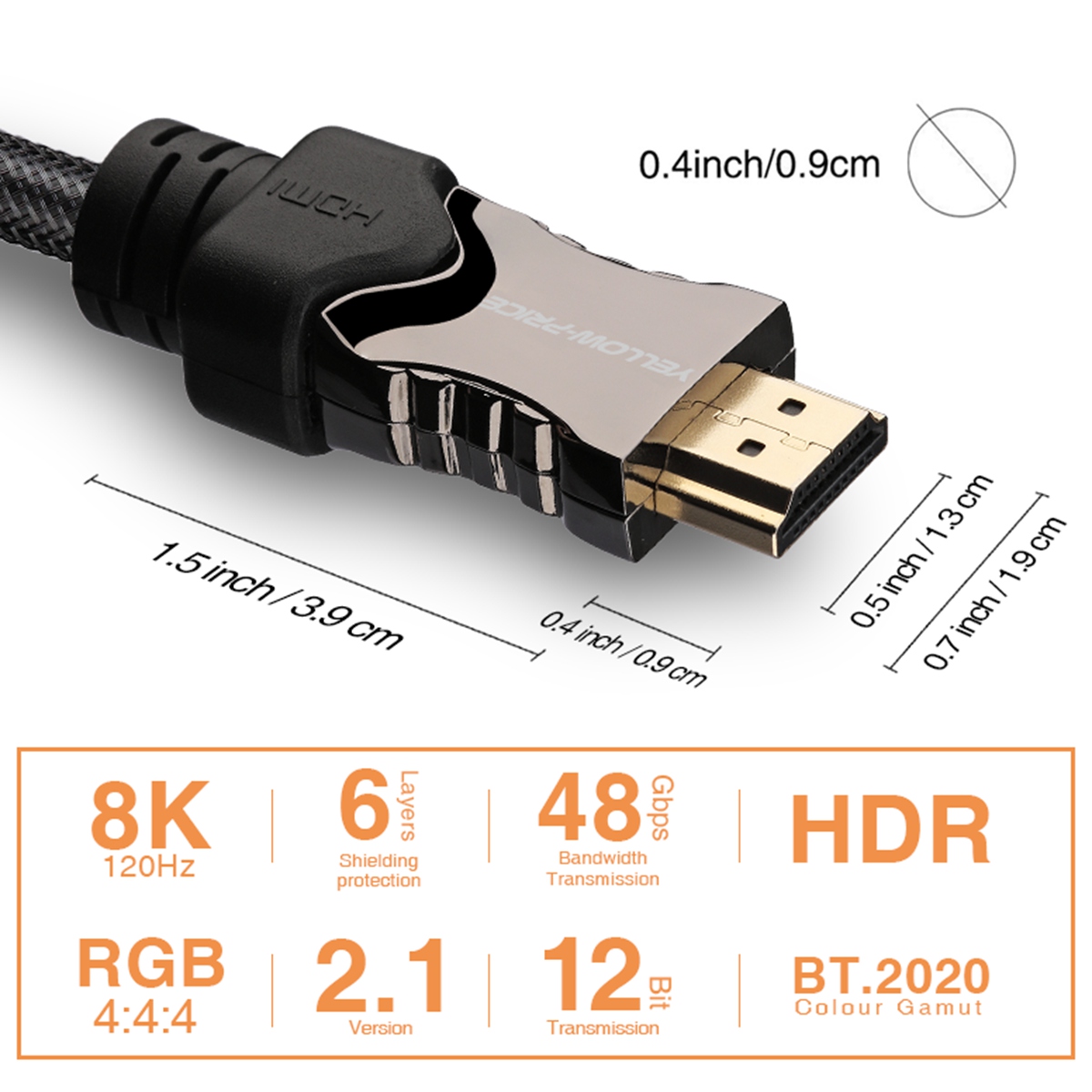 ETHEREAL DPL certified 48gbs 1.5' HDMI Cable 8k 4:4:4 HDR eARC CL FT4 Rated