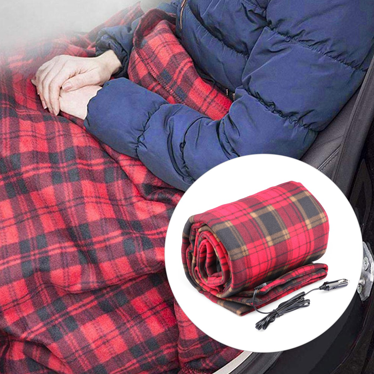 Heated travel blanket for cars trucks SUVs