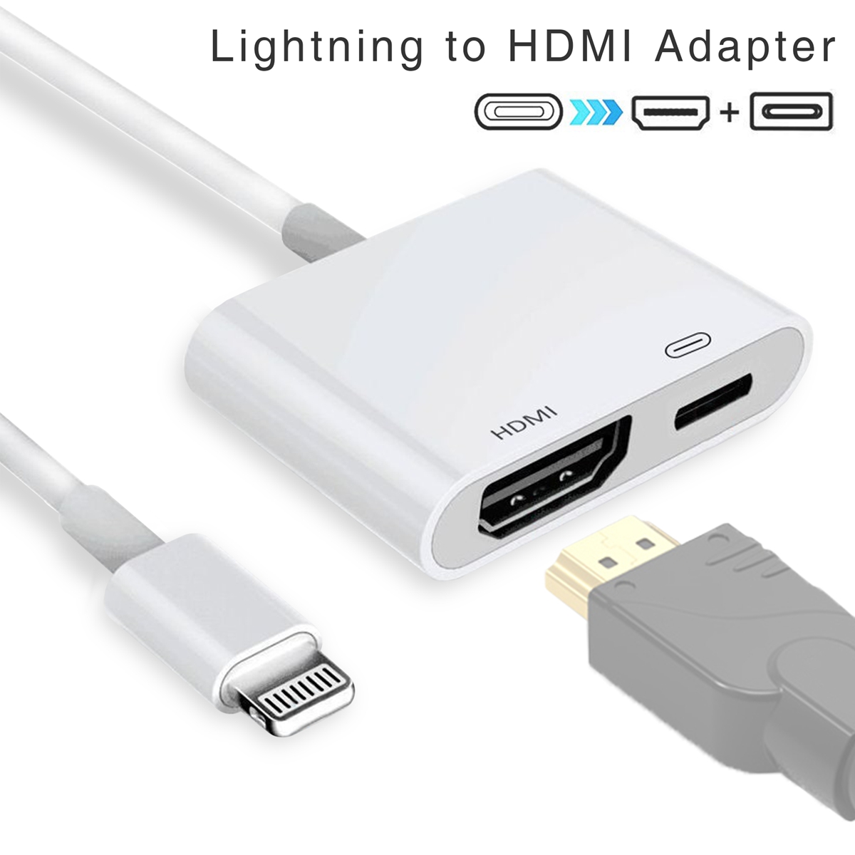 Adaptateur Lightning AV numérique [Certifié Apple MFi] iPad HDMI Adapter  Lightning vers HDMI Câble Plug and Play pour iPhone