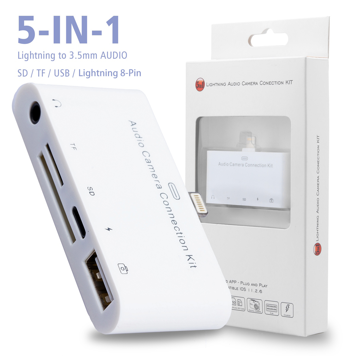 5 In 1 Lightning Adapter Card Reader Hub For Iphone 7 8 Ipad 4 5 6 Ipad Camera Ebay