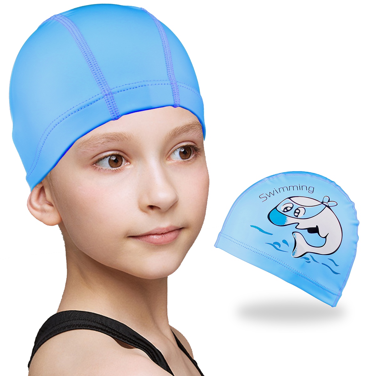 Unisex Girls Kids Swimming Pool Cap Swim Waterproof Shower Long Hair