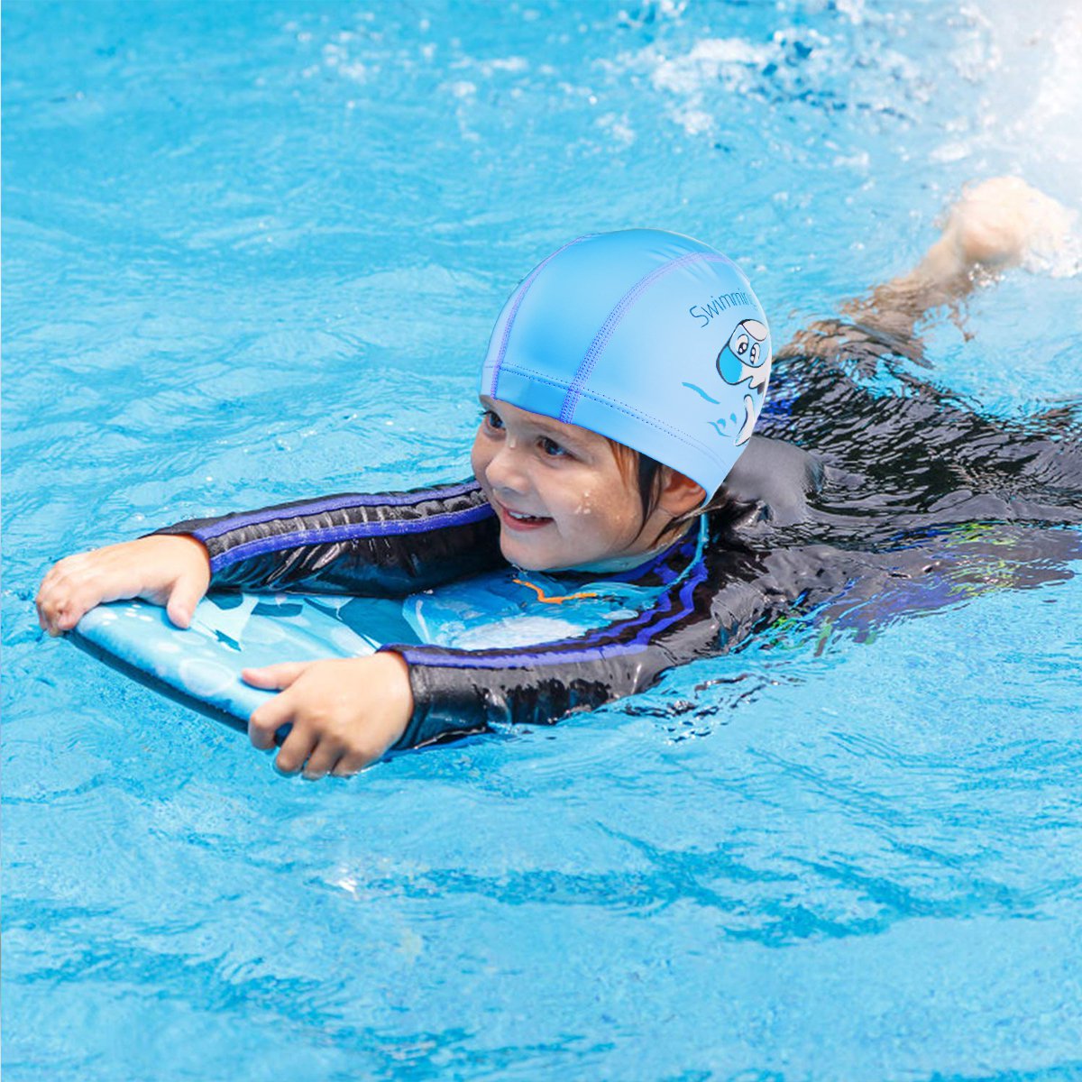 Swimming Cap Children Kids Swim Hat Long Hair NonSlip Silicone
