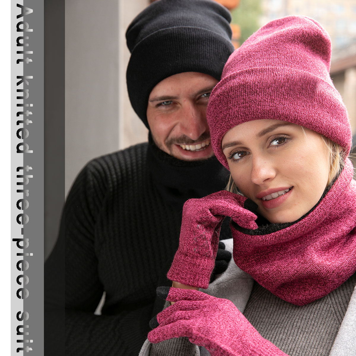 3 in 1 winter hat scarf gloves set