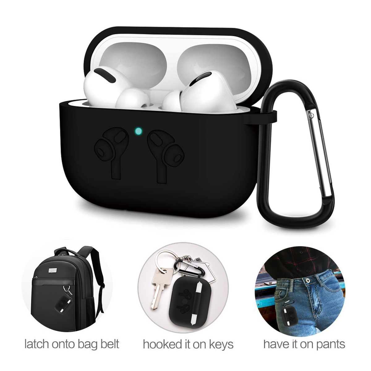 AirPods Protective Case Cover + Keychain + Antilost Strap 3in1 For Ai