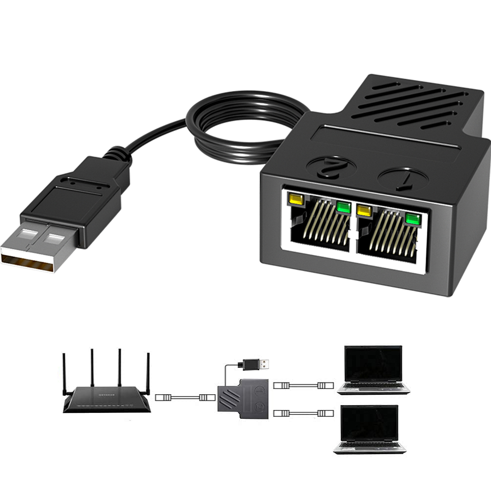 Achetez UT-015 100Mbps STP UTP RJ45 8p8c Plug à Double RJ45 Hub Splitter  Network Network Ethernet Swaptor Avec USB Câble D'alimentation USB de Chine