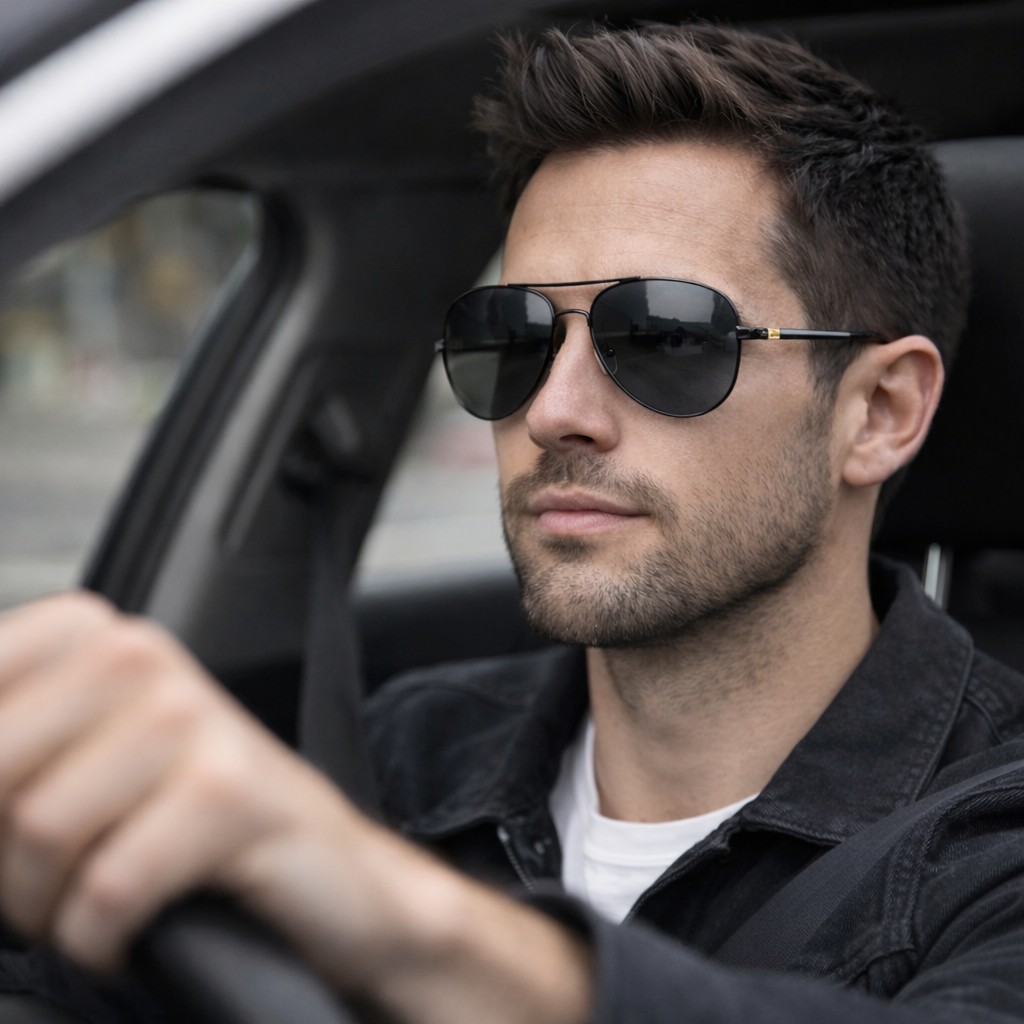 Polarized aviator sunglasses front view