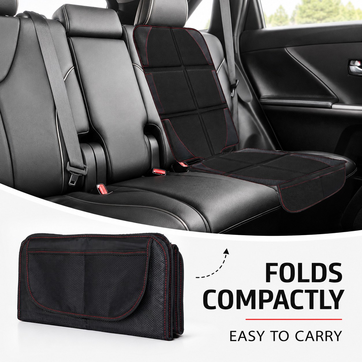 Quick and easy car seat protector installation buckle strap