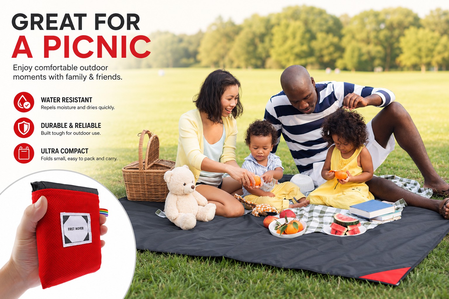 Pocket picnic blanket beach mat