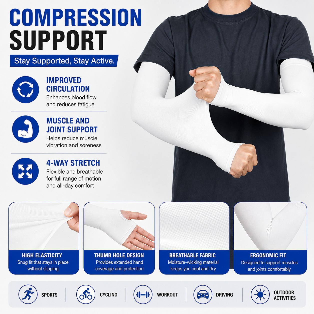 UPF 50 sun protection arm sleeve