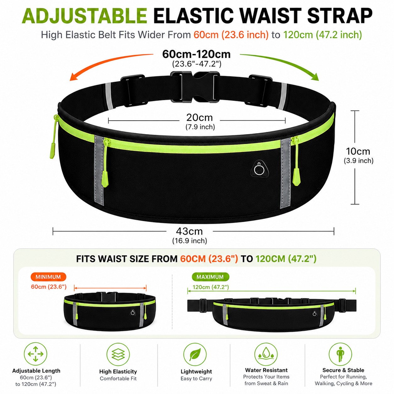 Water resistant breathable running belt