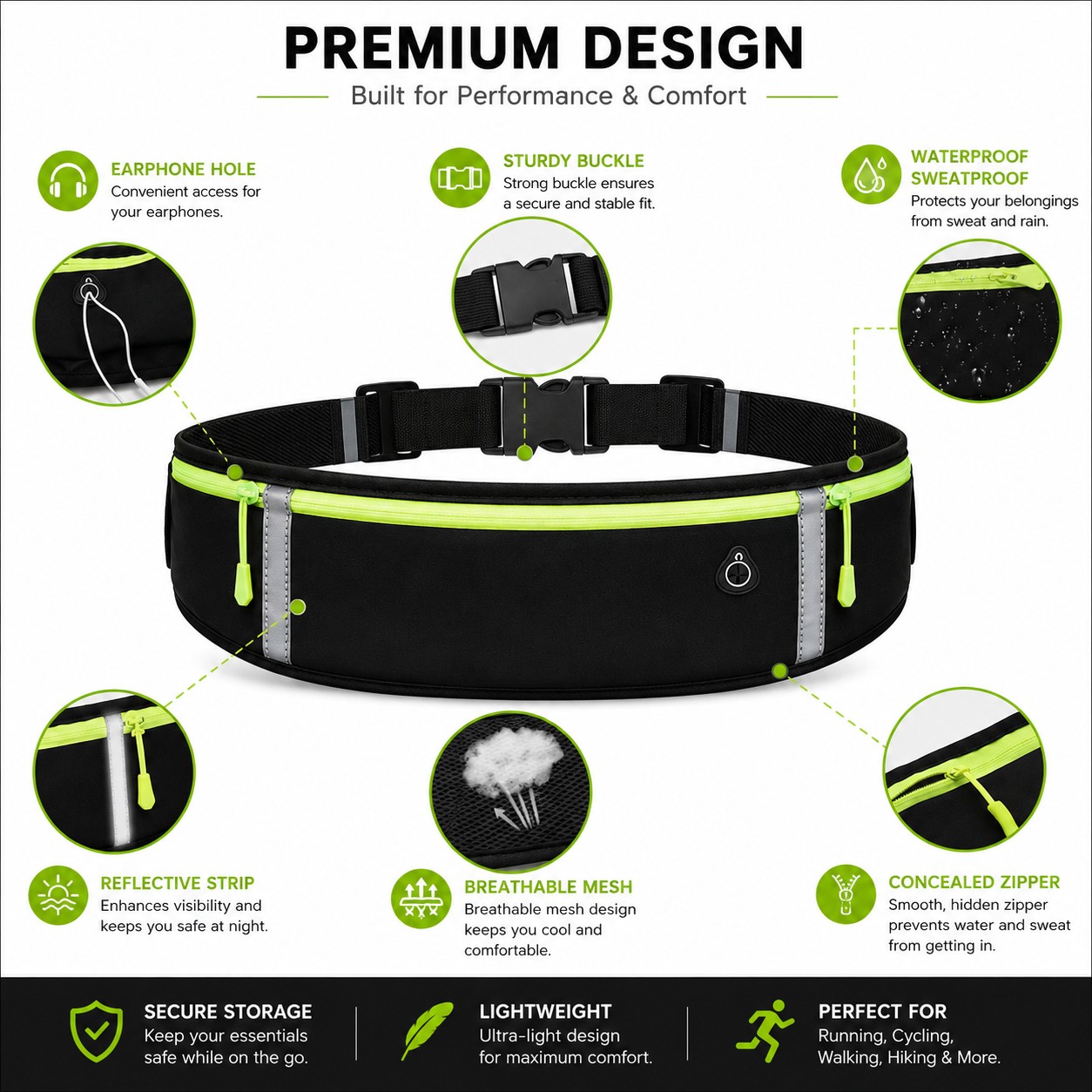 Running belt adjustable elastic waist strap
