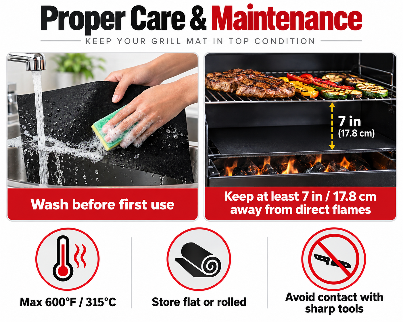Flexible black BBQ mat reusable non stick cooking sheet