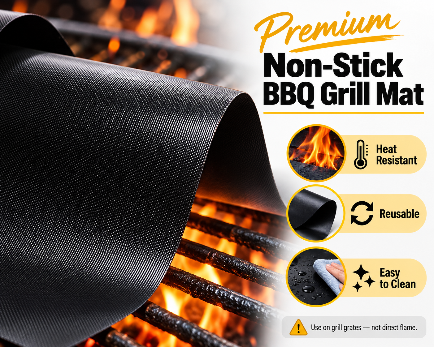 Non stick BBQ grill mats reusable barbecue mats Australia