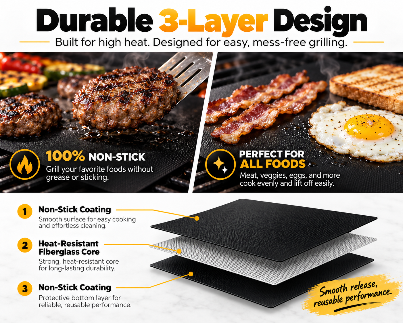 BBQ mat for prawns fish vegetables steak barbecue cooking