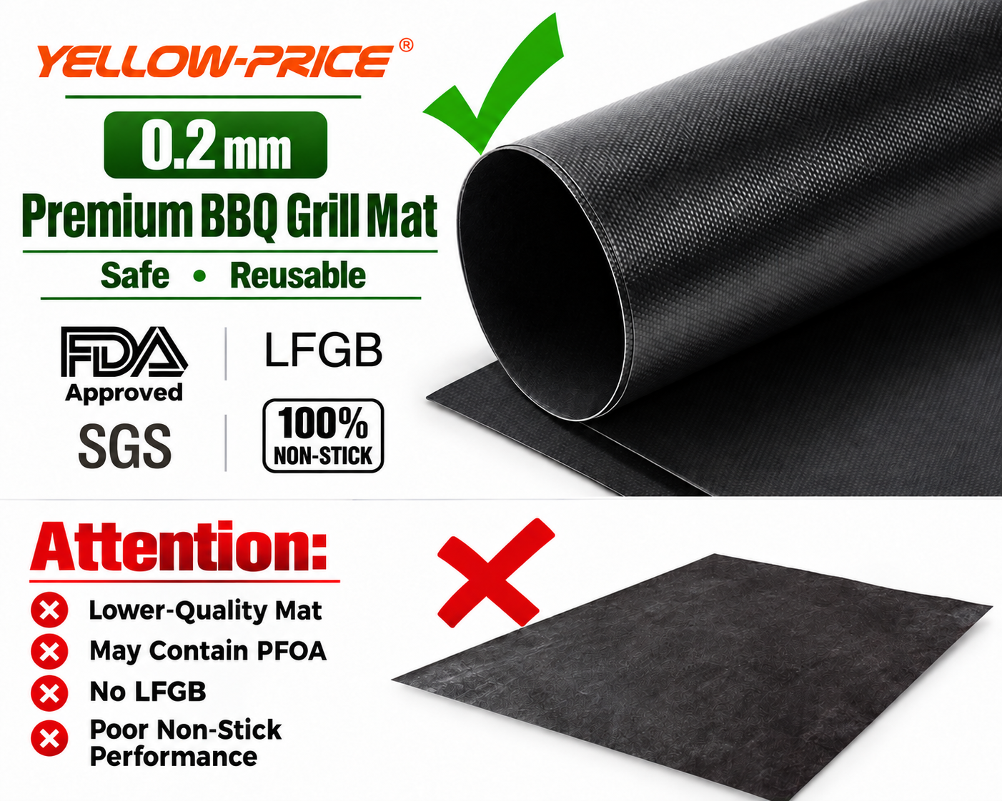 Cut to fit reusable BBQ grill mat flexible barbecue liner