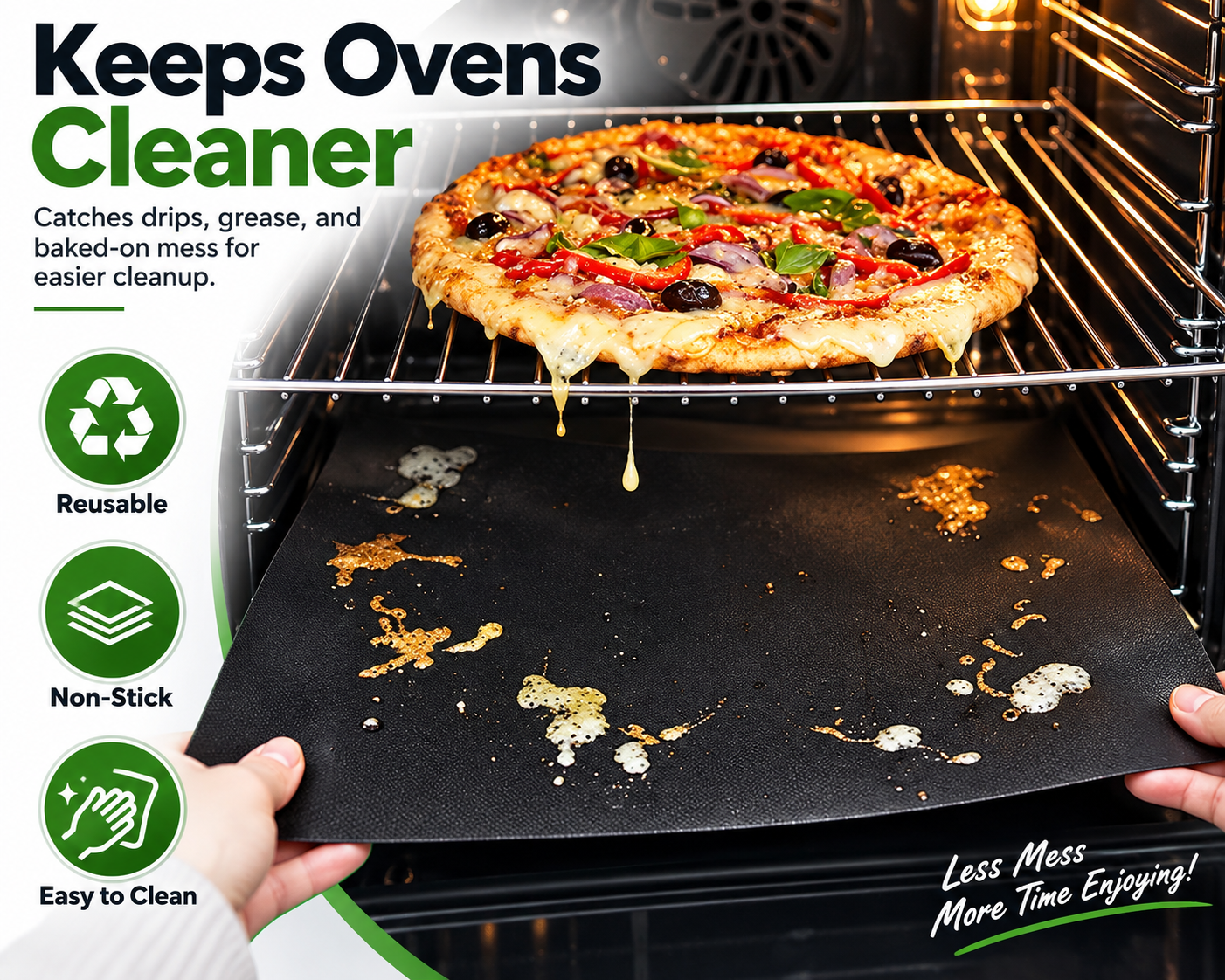 Easy clean reusable BBQ cooking grilling mat