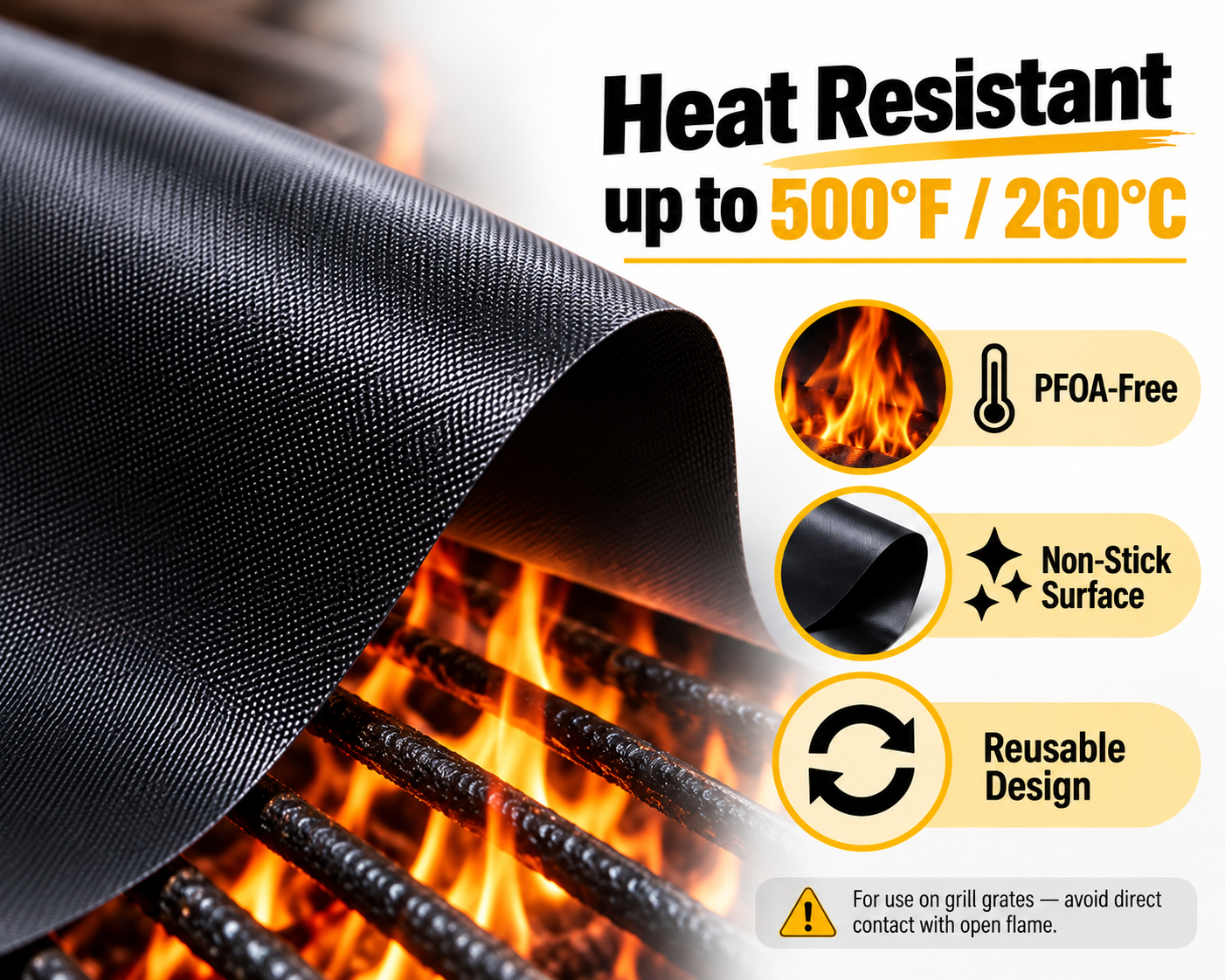Washable easy clean BBQ grill mat Australia