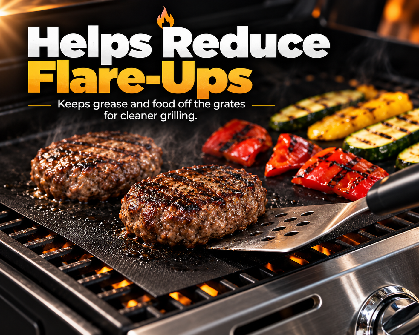 Non stick barbecue grill mat helps keep BBQ cleaner