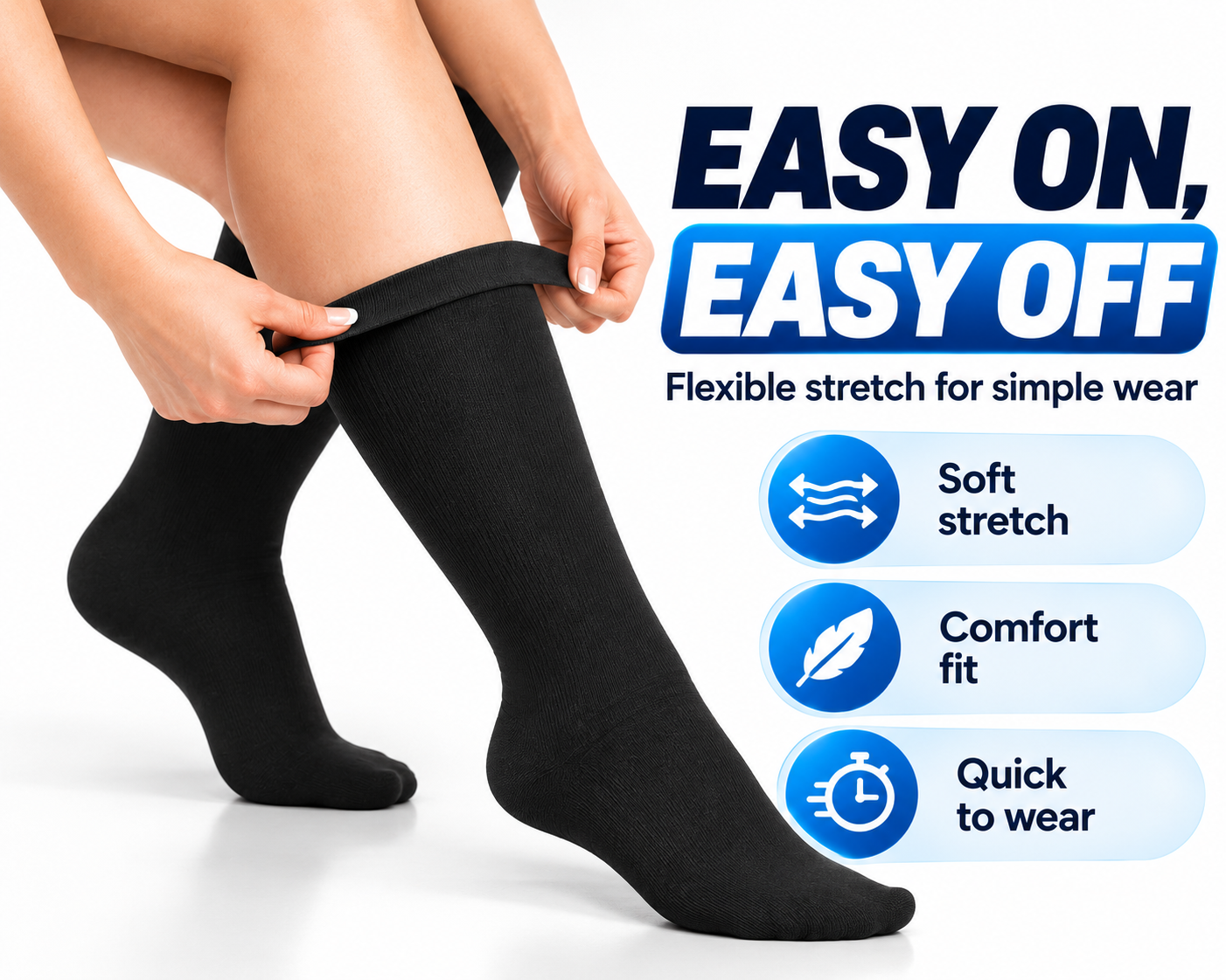 Wide calf compression socks black plus size sports support